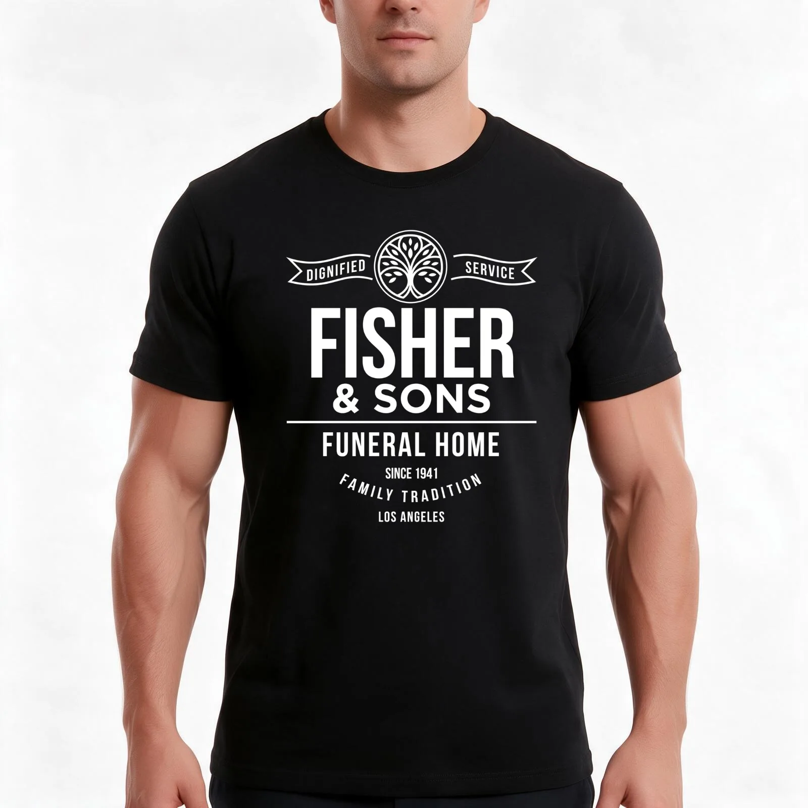 Fisher & Sons - Six Feet Under T-Shirt, Summer Casual Cotton Tee, Oversized Streetwear Tops, Vintage Graphic Print, 100% Cotton