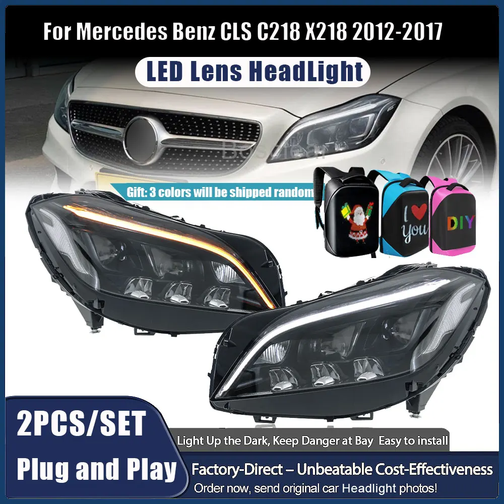 

For Mercedes Benz CLS W218 C218 2012-2015 Modified Headlight Dual Projector Lens Accessories Auto Headlamps Front light Assembly