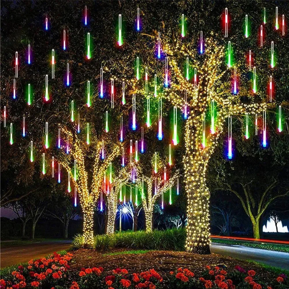 Imagem -02 - Meteor Shower Rain Led String Lights ao ar Livre Halloween Árvore de Natal Feriado Decoração do Casamento 30 cm 50cm Set