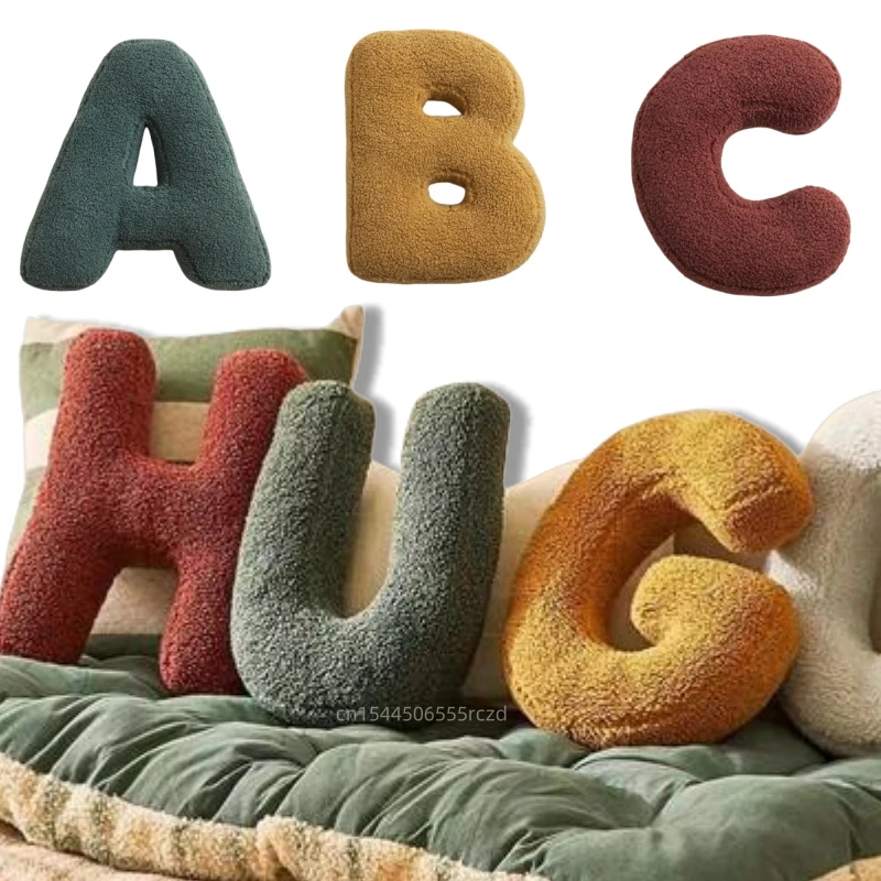 

30 см мультяшная мягкая красочная плюшевая кукла с буквами, подушка ABCDE, желтая красная плюшевая игрушка с буквами, забавная обучающая дети, английский домашний декор