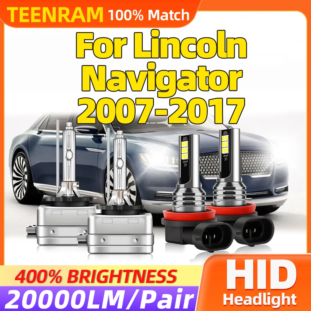 12V HID Xenon Lights 20000LM Car Xenon Headlight 6000K White Auto Lamps 35W For Lincoln Navigator 2007-2013 2014 2015 2016 2017