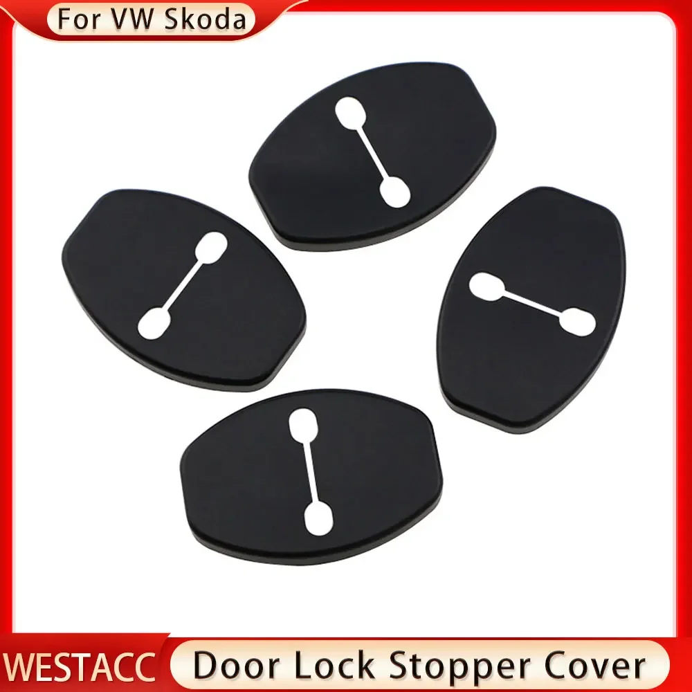 4Pcs Door Lock Cover Stopper Protection Sticker for VW Jetta Golf Polo Passat B5 B6 B7 CC for Skoda Octavia A7 Fabia Rapid Yeti