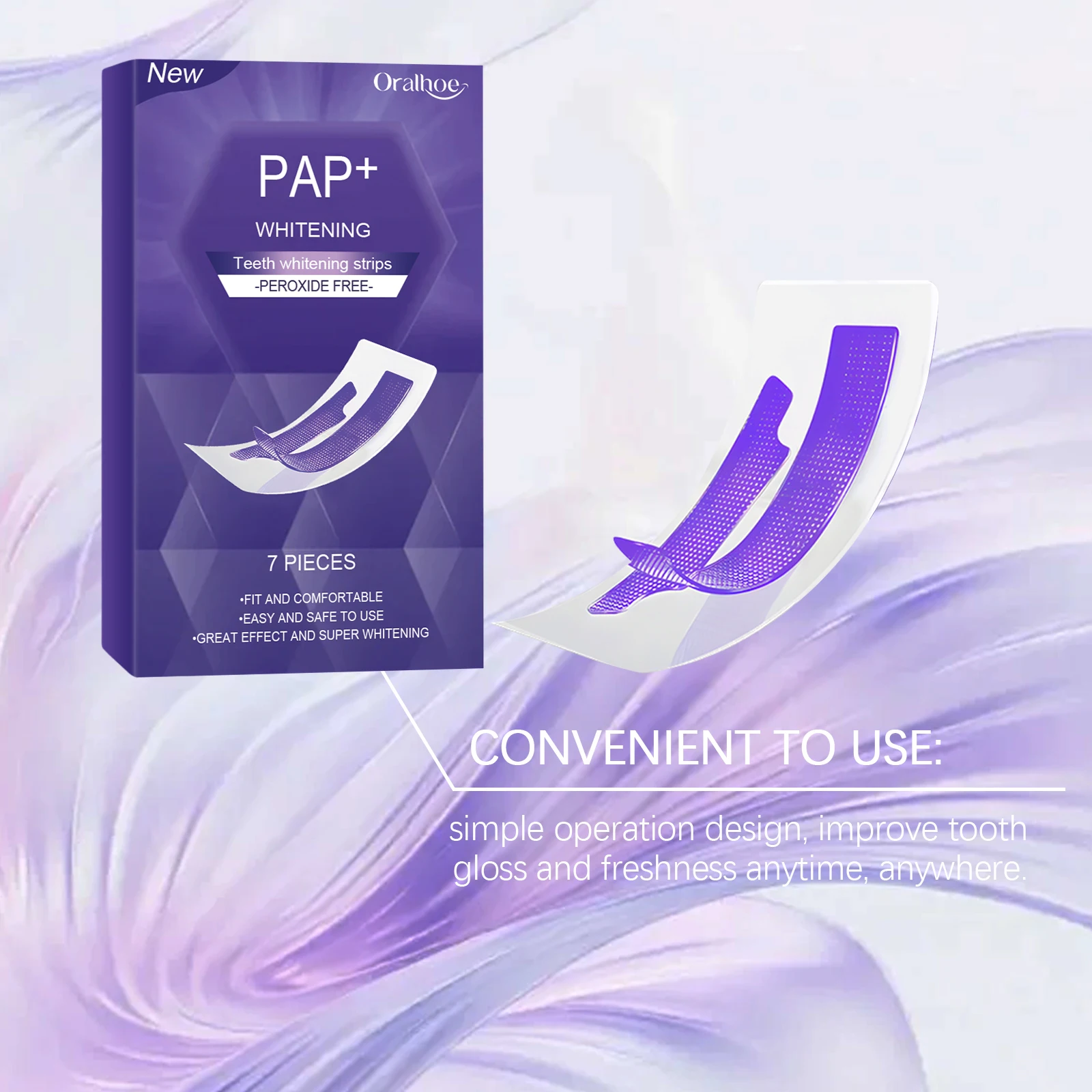 Purple Teeth Whitening Strips Bleaching Stains Remove Oral Whitening Supplies Tooth Stickers Remove Stains Care Stripes view 4