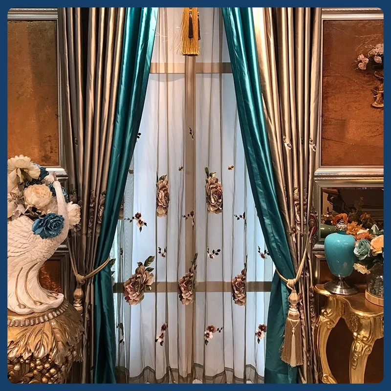 

Curtain blackout 2023 new bedroom living room balcony European new Chinese French Nordic curtain head high-end customization