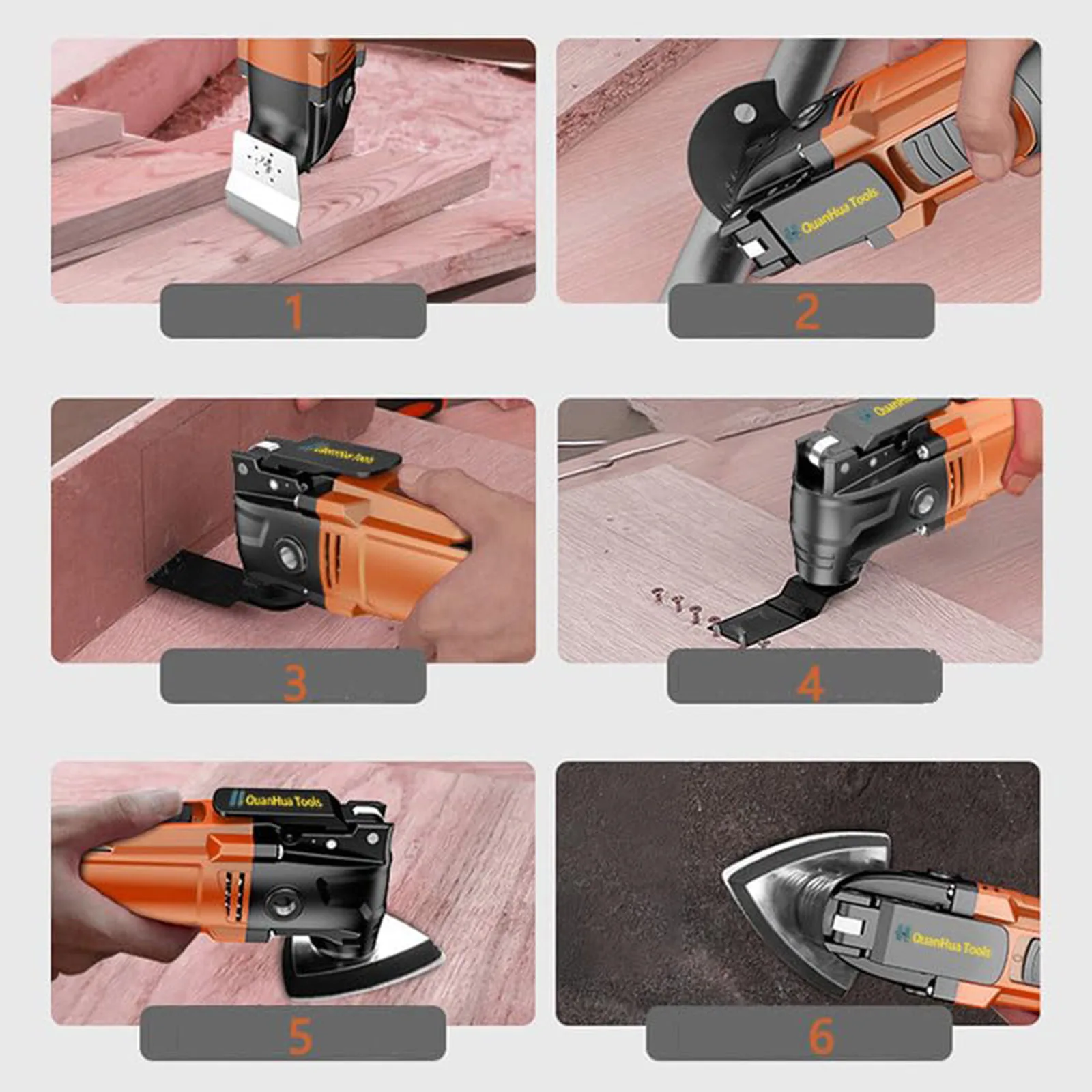 6 Stück oszillierende Sägeblätter aus Kohlenstoffstahl, langlebige Multitool-Klingen für Metall-Holznägel, Tauch- und Unterputzschnitt, universelle Passform – Detail 6