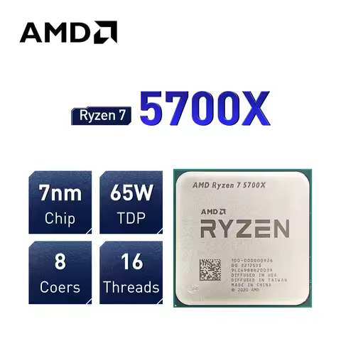 AMD Ryzen 7 5700X New R7 5700X 4.6GHz 8-Cores 16-Threads 65W 7NM L3=32M Socket AM4 DDR4 Zen 3 CPU Processor but without cooler