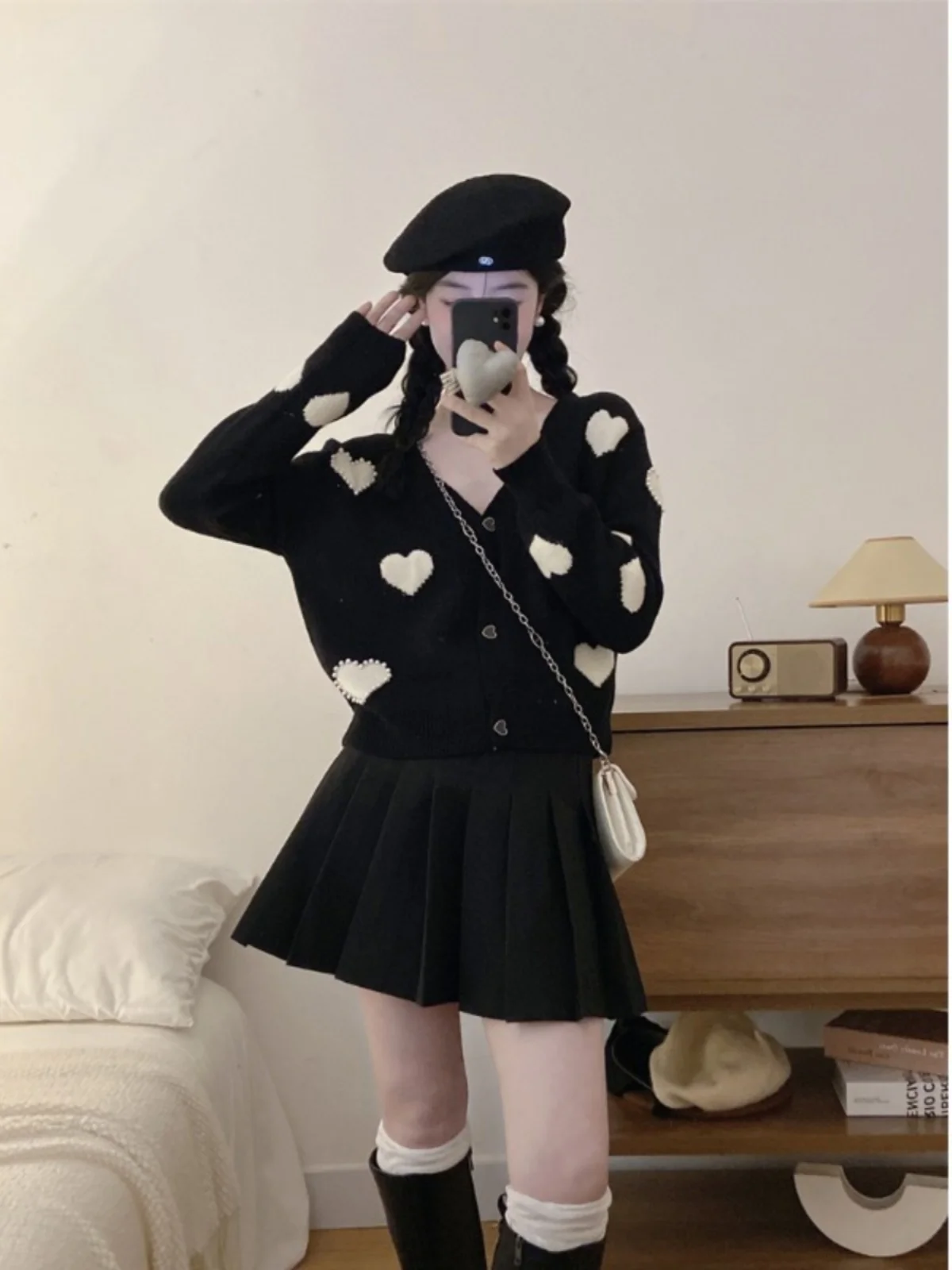 

plus Size Knitted V-Ne ort Sve Sweater Coat Women's Autumn New Sle Slimming Heart-aped Casual Faion Outerwear