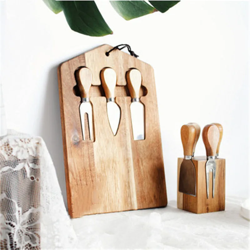 

Cheese Knife Board Set Bread Cake Board Steak Wood Cheese Breakfast Food Light Luxury
