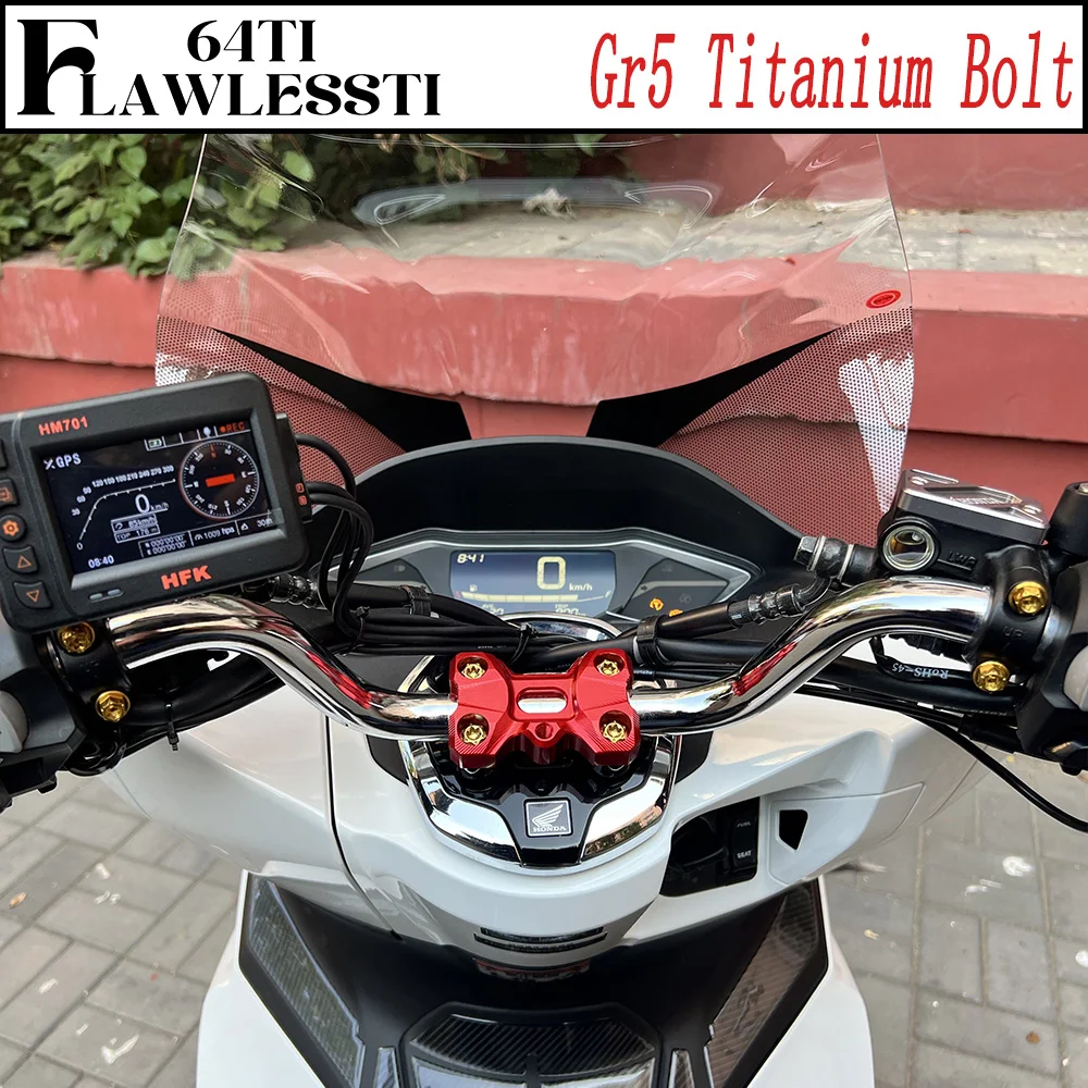 FLAWLESSTI Gr5 Titanium Crankcase Airbox Radiator Engine Oil Swingarm Brake Disc Exhaust Pipe Rear Shock Bolt For Honda PCX 160