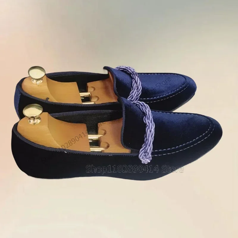 

Green Corduroy Knitted Hemp Rope Design Loafers Fashion Slip On Men Shoes Luxury Handmade Party Feast Banquet Men Casual Shoes