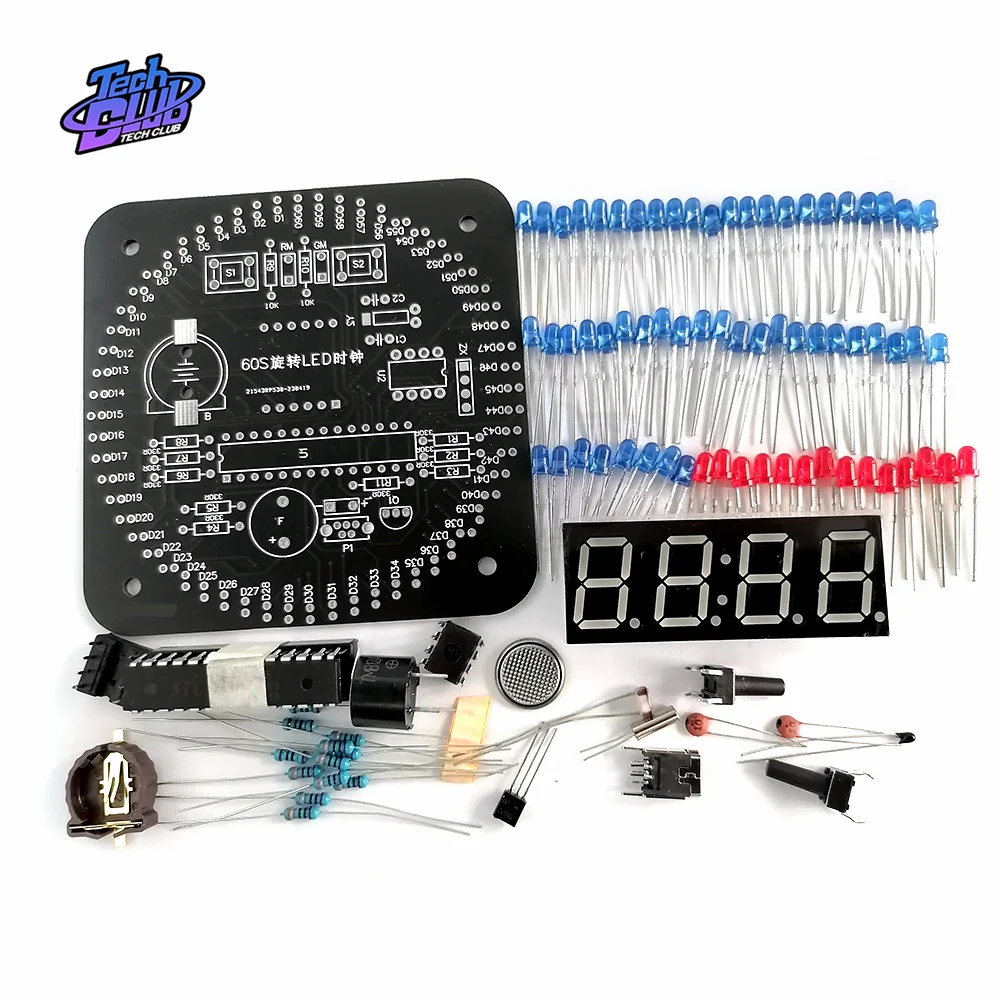 DIY Rotating Digital LED Display Module Alarm Electronic Digital Clock Kit 51 SCM Learning Board Home Supply