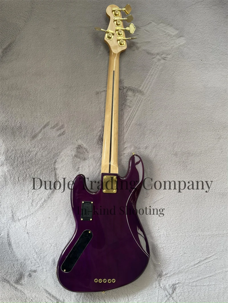 Purple bass 5-string body Brul Maple Top Maple fingerboard White shell inlaid with Gold bridge Active battery case can be custom