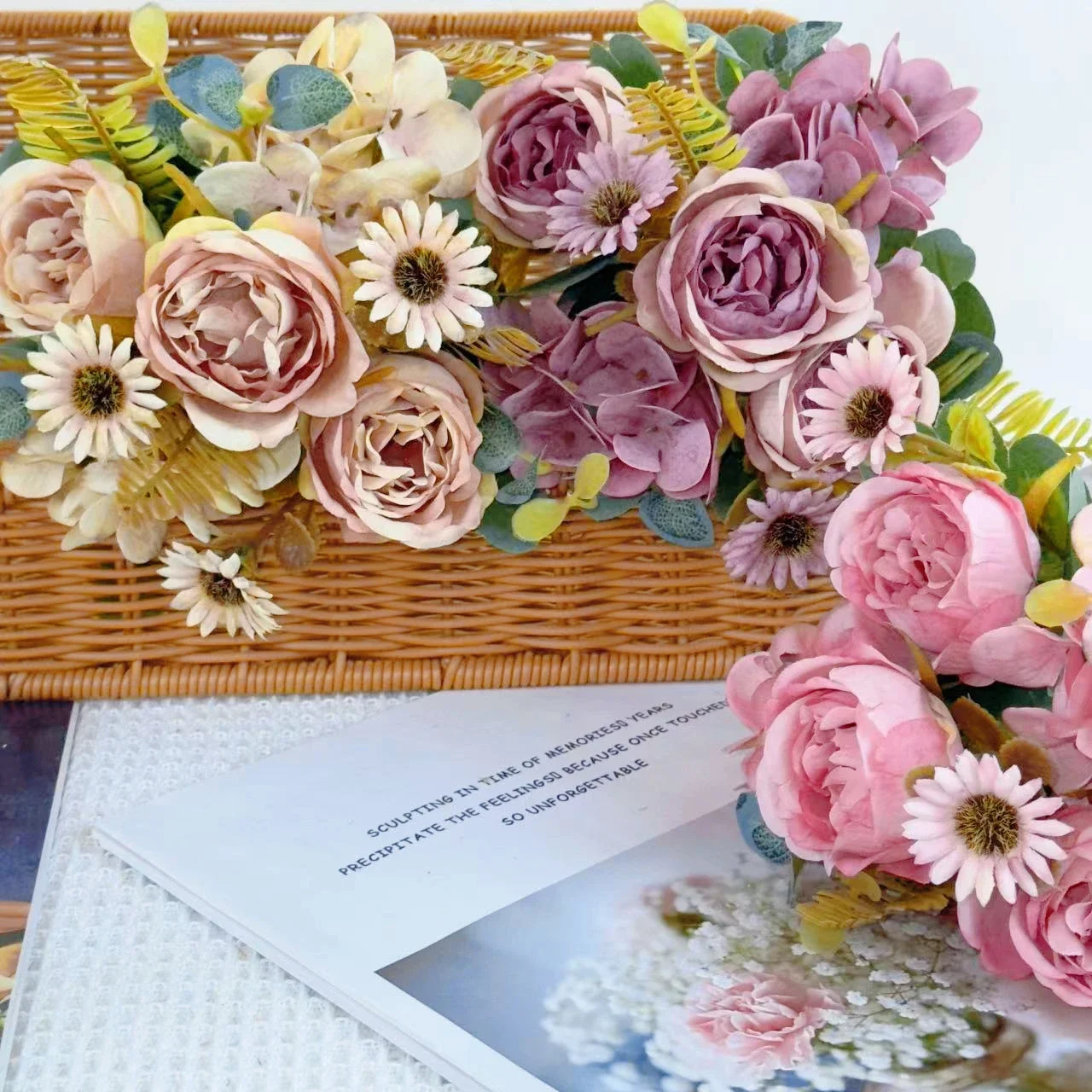 

Autumn Artificial Flowers Retro Silk Rose Bridal Bouquet Hydrangea Peony Fake Home Wedding Christmas Decoration Accessories