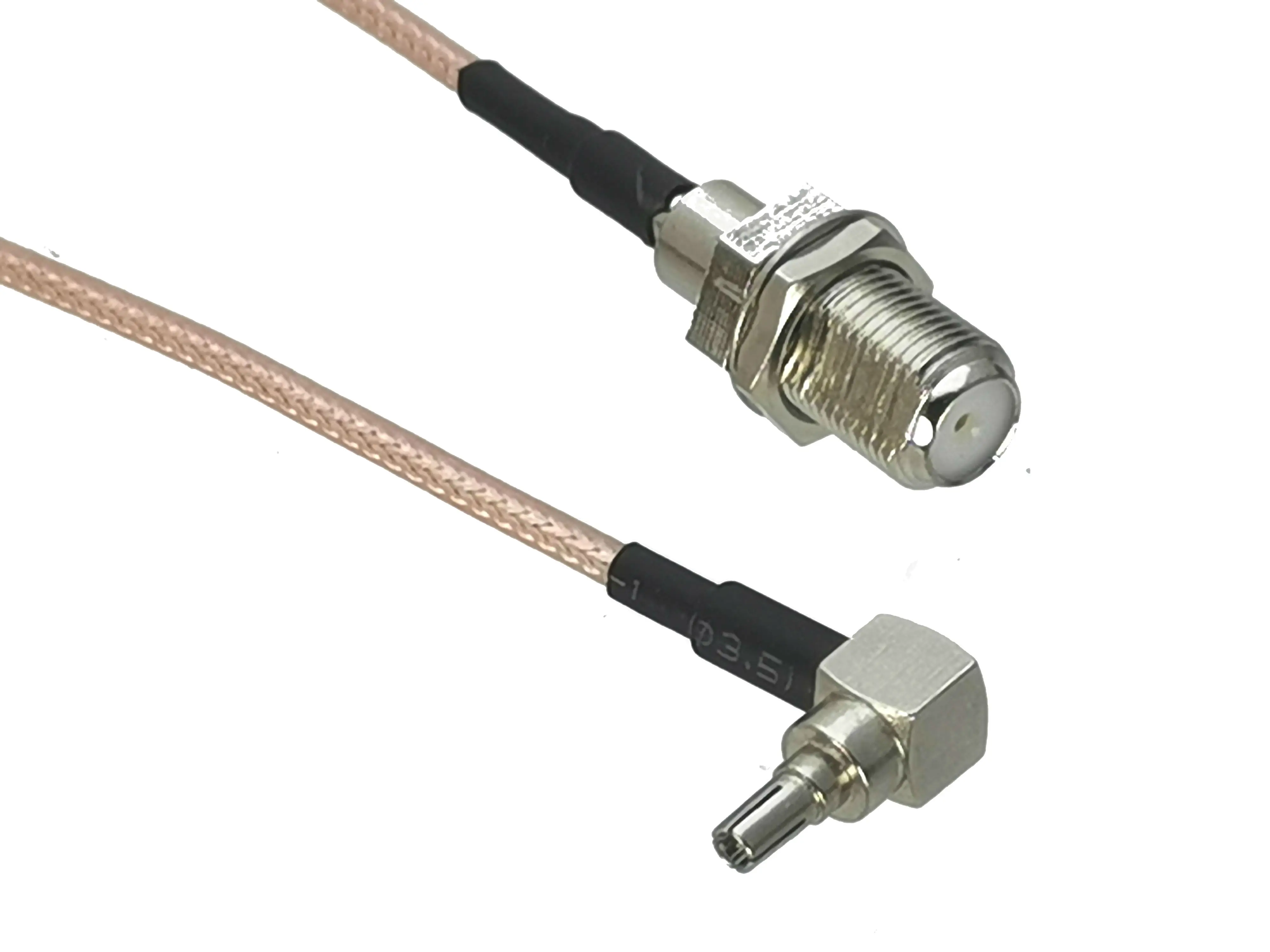 RG316 Cable F TV Female Jack Nut Bulkhead to CRC9 Male Plug Right Angle Crimp Connector RF Coaxial Pigtail Jumper 4inch~3FT