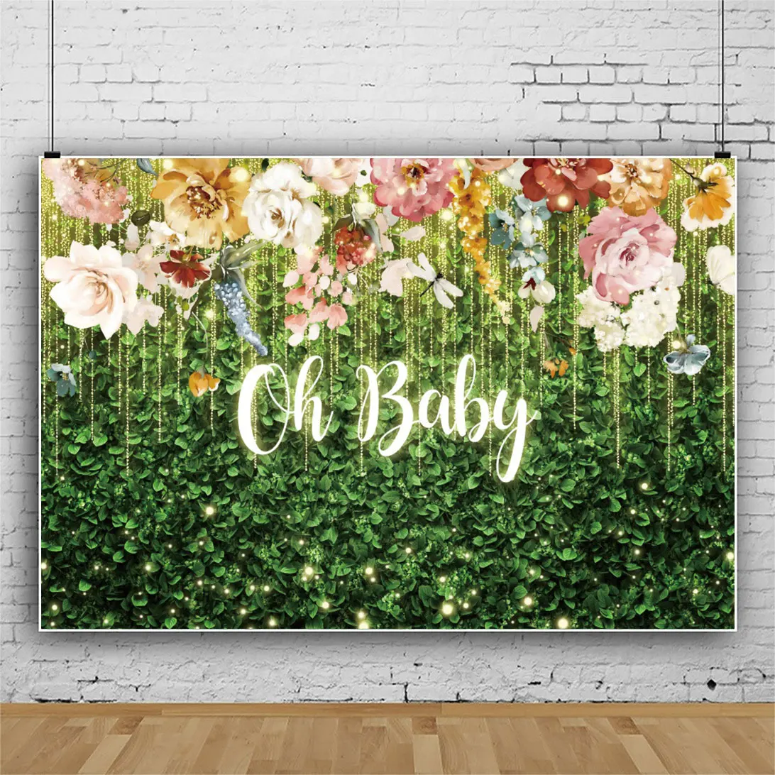 Zielony Ekran Liście Tło Kwiat Motyl Tropikalna Dżungla Liść Ściana Trawa Baby Shower Urodziny Ślub Fotografia Rekwizyt Deco