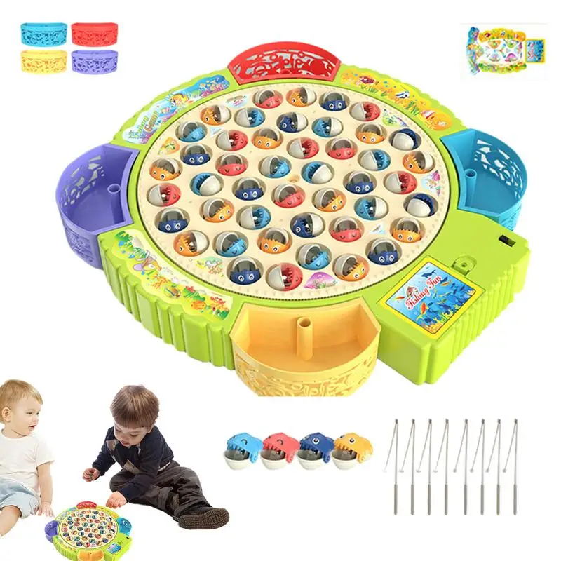 Electronic Fishing Game Magnetic 3 Gears Fishing Game With Music Colorful Learning Toys For Home Kindergarten Nursery Cute