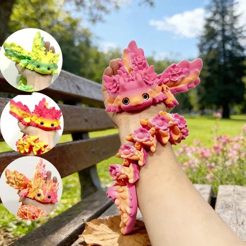 Flying Winged Salamander Dragon 3D Print Movable Joint Toy Desktop Decoration Christmas Handicraft Gift