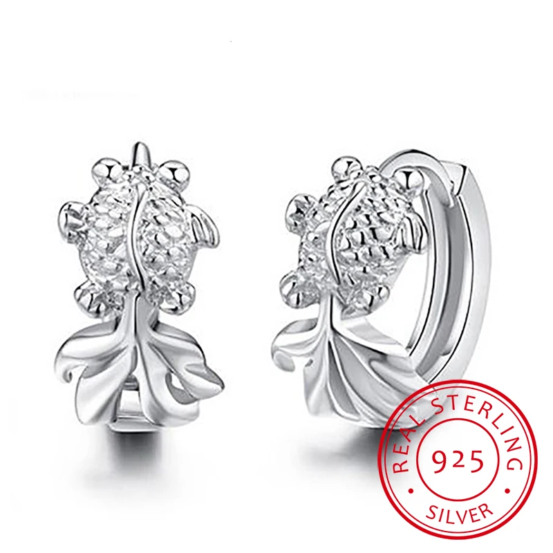 

100% настоящие серьги из стерлингового серебра 925 пробы, однотонные серьги-рыбы из серебра 925 пробы Brincos, новинка 2025, женские ювелирные изделия, подарки для девочек Aje013