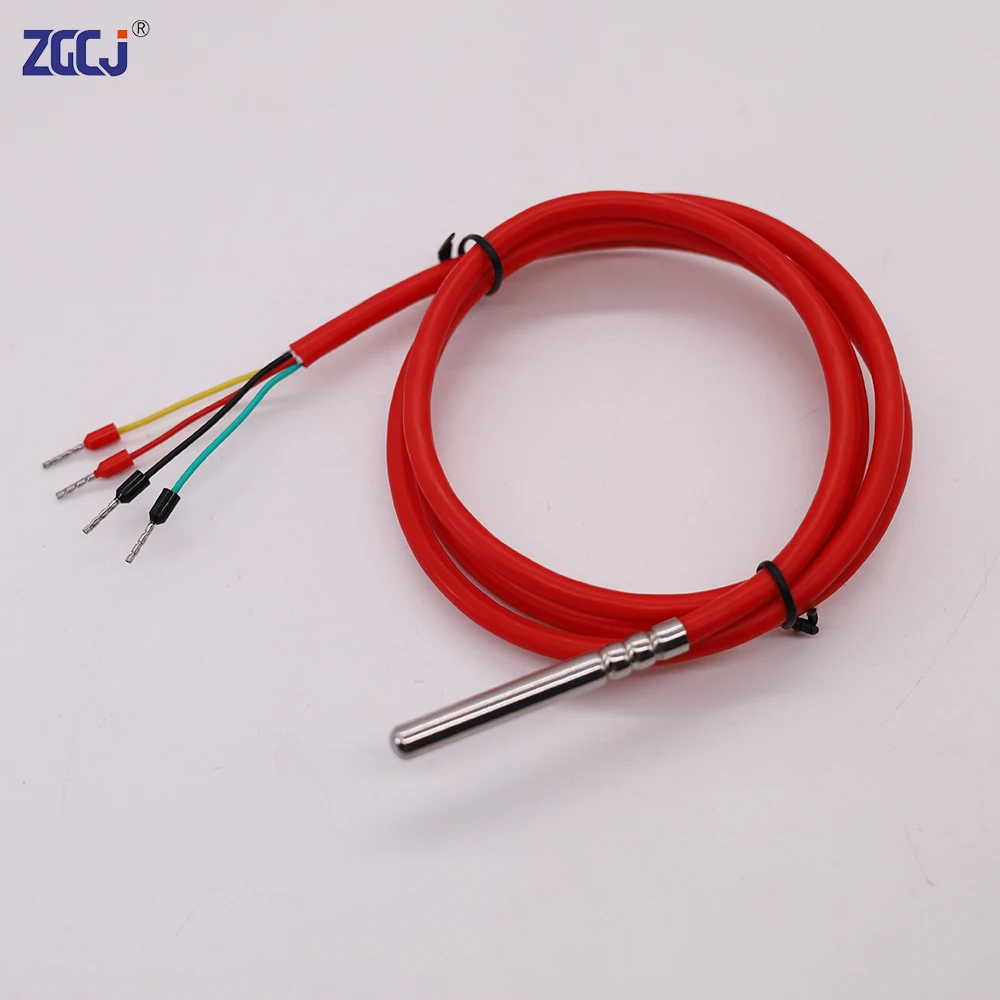 -60~200\'C A class accuracy 4 wire type PT100 sensor temperature with silicone cable thermal resistance