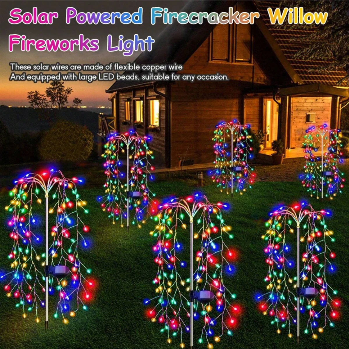 

Светодиодный уличный солнечный фейерверк, водонепроницаемый светодиодный светильник, сказочный свет, украшение для двора, сада, газона