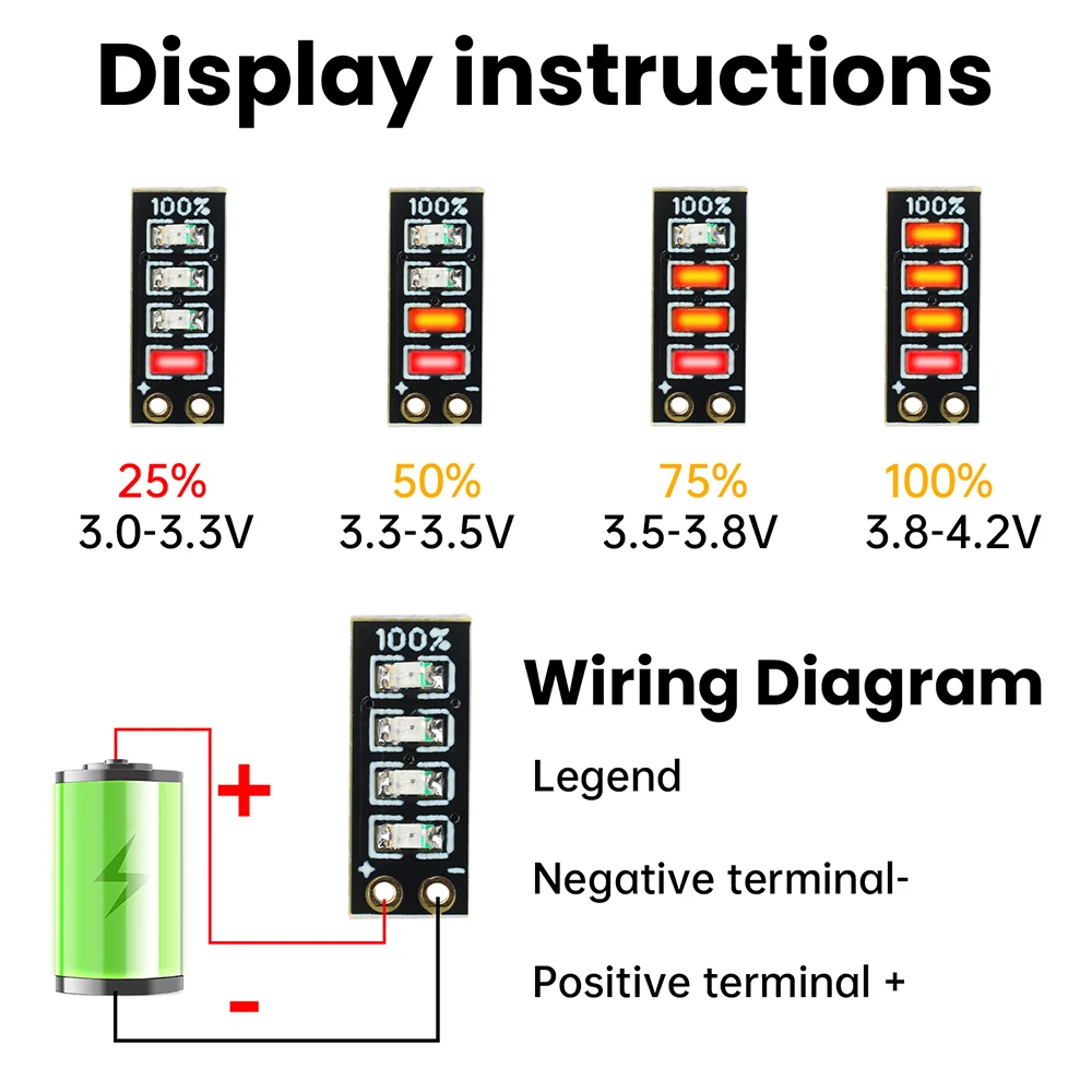 1S 2S 3S عرض مستوى البطارية وحدة مؤشر الطاقة LED الصغيرة لبطارية ليثيوم تيار مستمر 3-4.2 فولت 5.8-8.4 فولت 8.8-12.6 فولت
