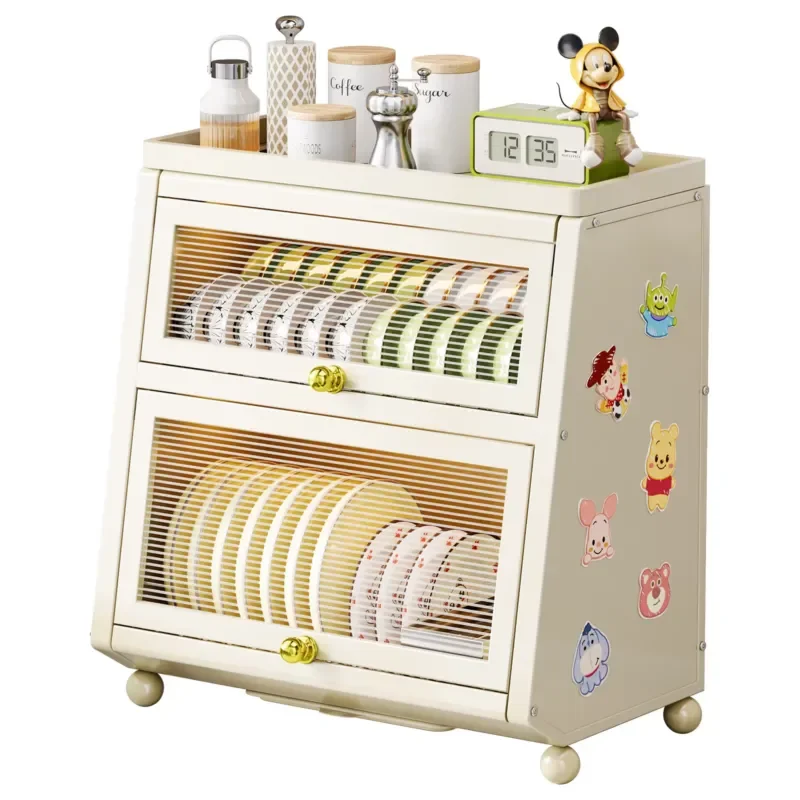 Wholesale Large quantities foldable carbon steel sideboard inclined door double layer kitchen locker insect proof OEM ODM