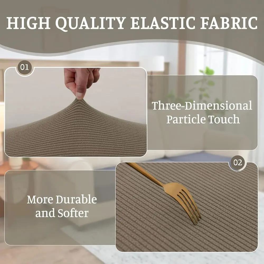 Zmywalny 4-częściowy pokrowiec na sofę w kształcie litery L z poszewkami na poduszki, khaki