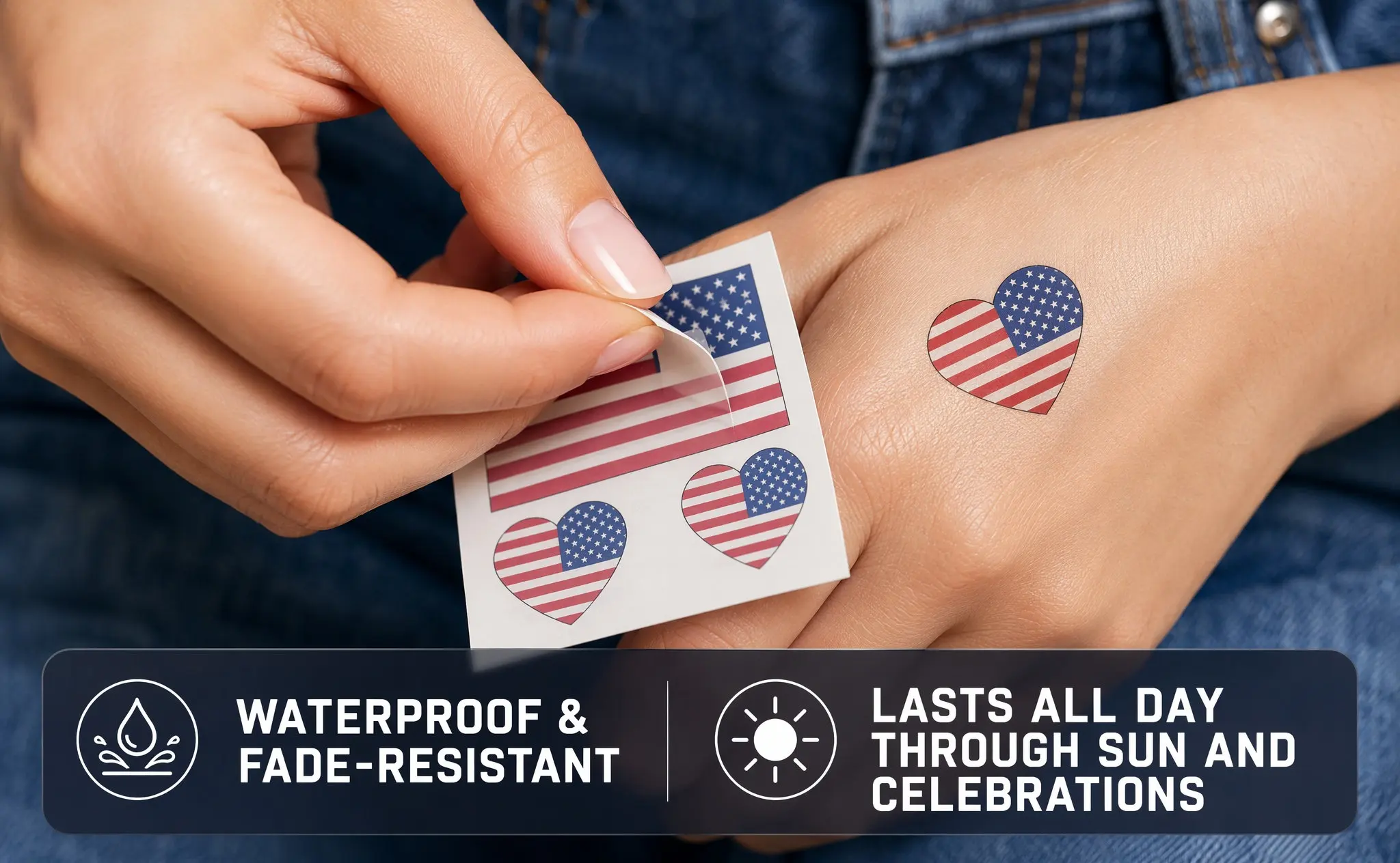 25Pcs Usa Patriotic Face Stickers American Flag Temporary Tattoos for Concert Stadium Game Tailgate Party Festival Fun