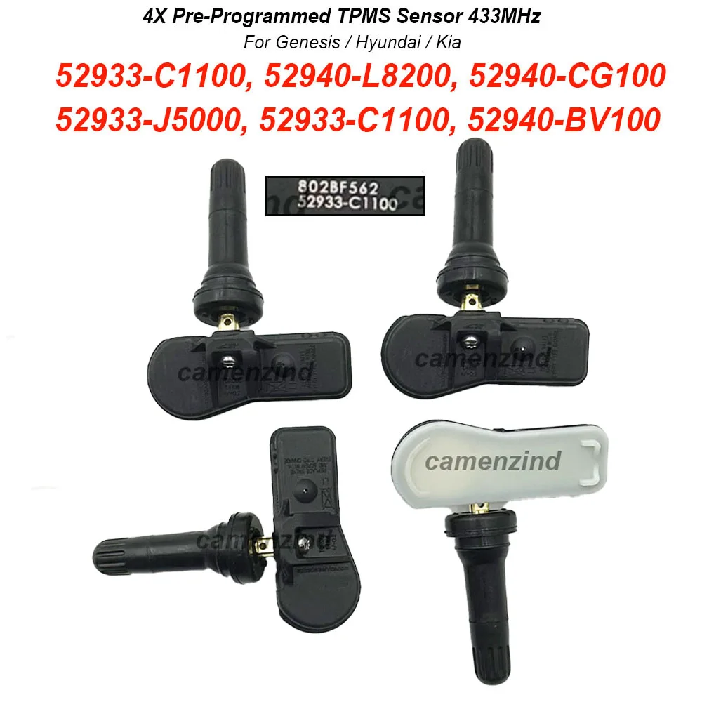

4Pcs TPMS Tire Pressure Monitor Sensor 52933-C1100 52933C1100 For Kia Carnival EV6 EV9 K900 Niro Sedona Stinger Telluride