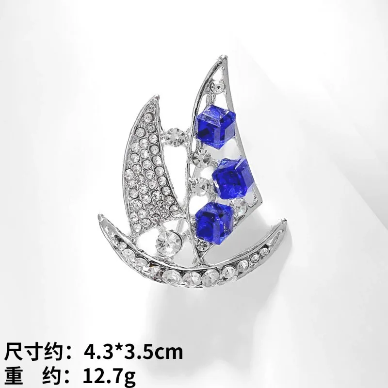 Fashion Ship Boat Brooches for Women's Clothes Unisex Rhinestone Party Casual Brooch Pins Gifts