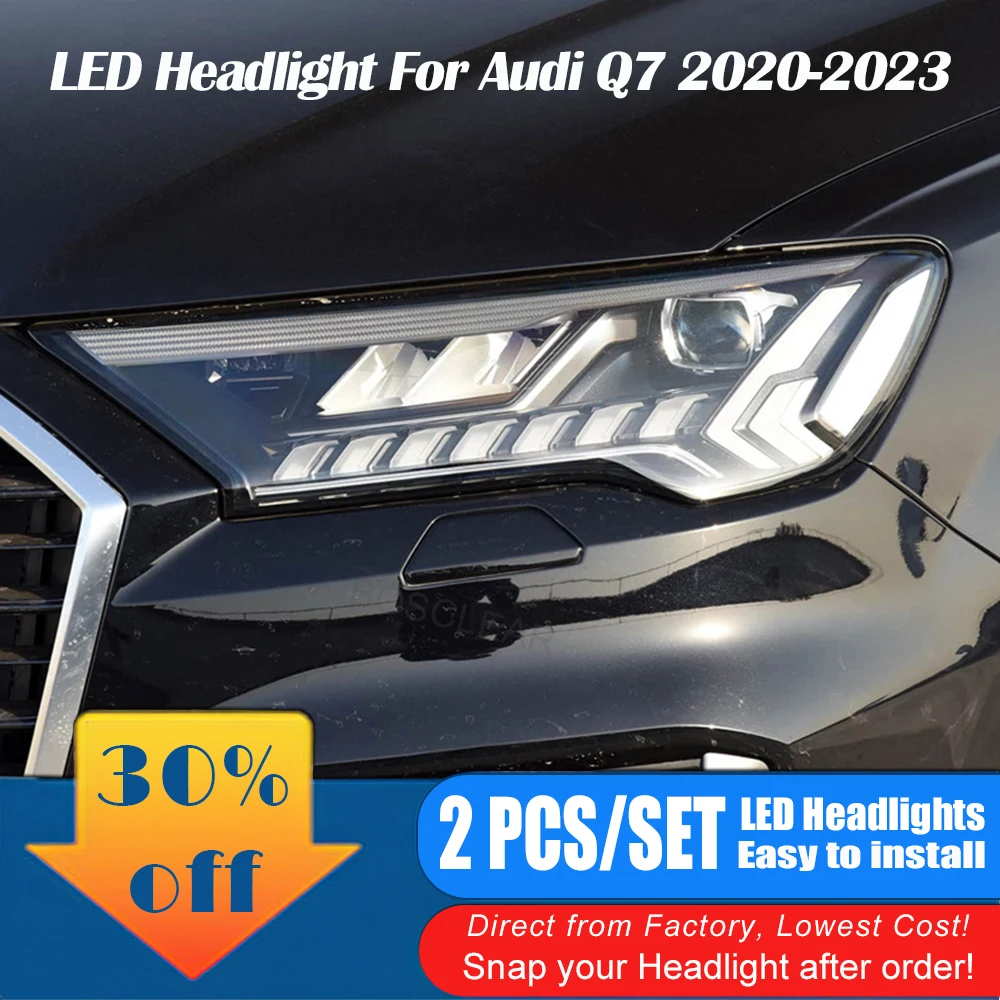 

Для Audi Q7 2020-2023 гг. Комплект обновления фары в сборе: матричные светодиодные фары с DRL, последовательным сигналом и прозрачными линзами Plug N Play