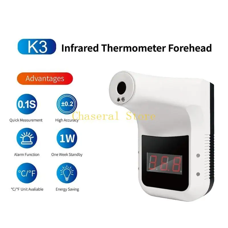 E7CE Non-contact Automatic Forehead Thermometer Wall Mounted Body LCD Display Screen Digital Temperature Measurement