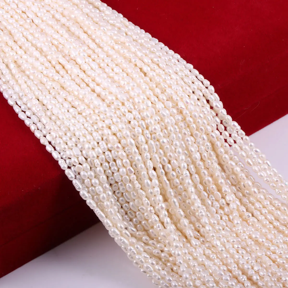 2-3mm White Natural Freshwater Pearls Rice Shape Small Loose Spacer Beads for Jewelry Making DIY Necklace Bracelet Accessories