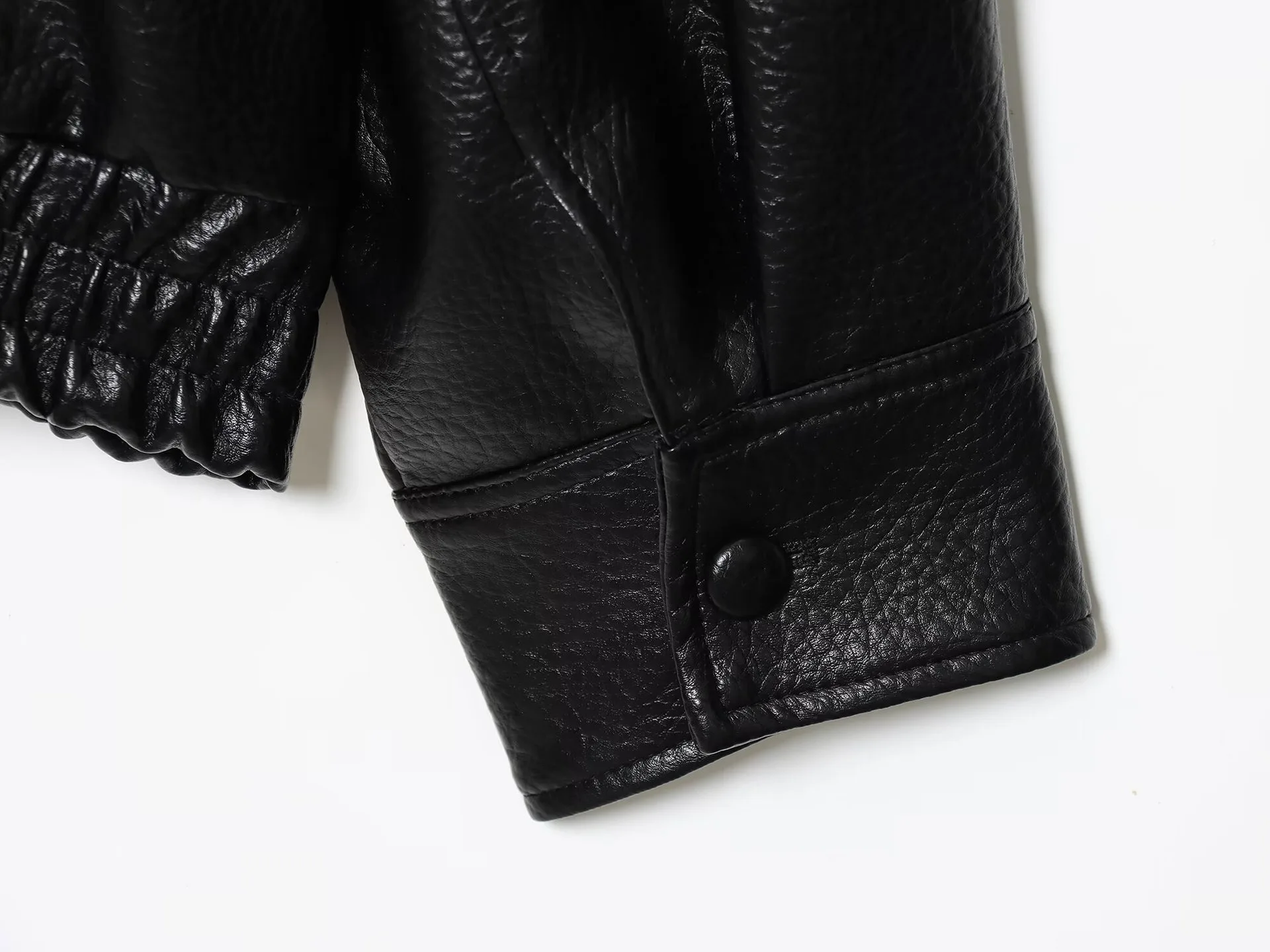 Women's Jacket 2026 Autumn New Black Long Sleeve Pebble Faux Leather Jacket Motorcycle Style Personality Fashion