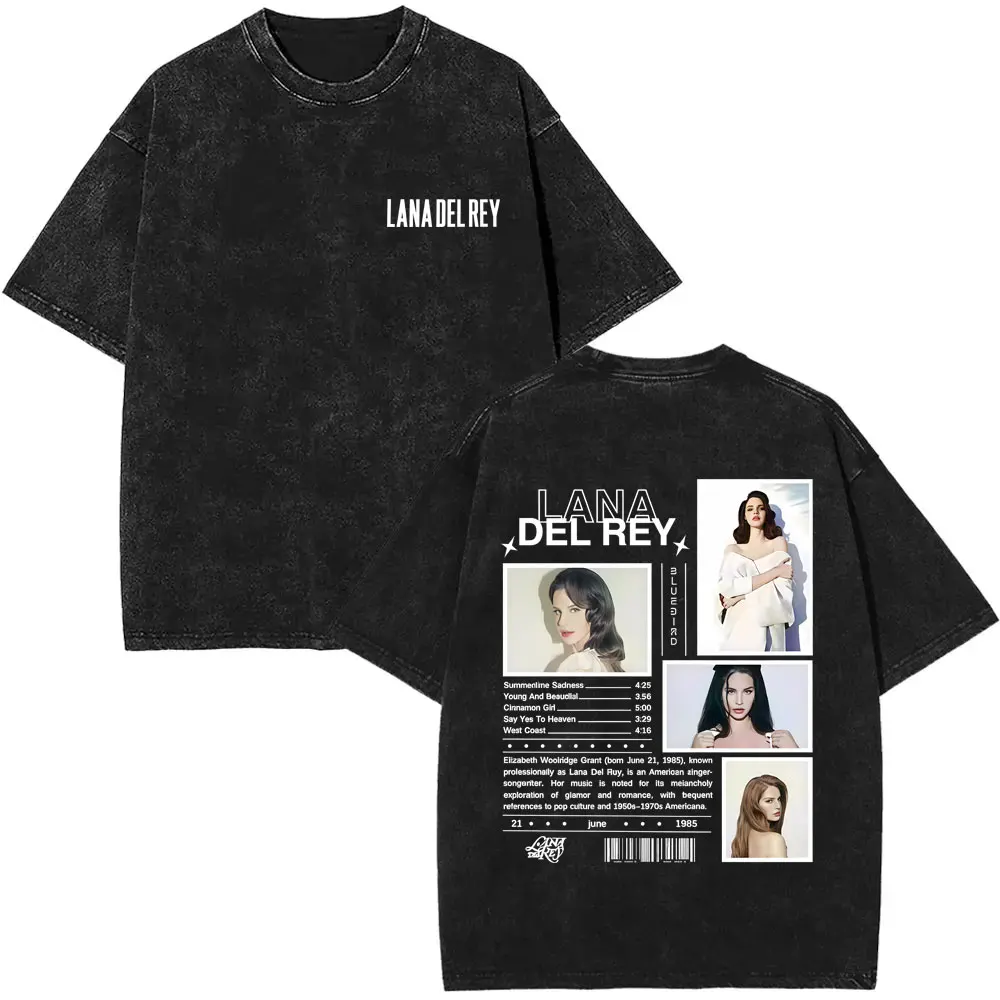

Lana Del Rey Vintage Washed T-shirt Men Women Hip Hop Fashion Pop Music Short Sleeve T Shirts Unisex Retro Oversized Streetwear