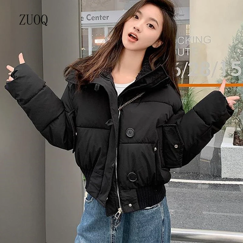 

Новые теплые парки с отложным воротником, женские короткие парки на пуговицах Y2K, короткая куртка-парка для женщин, модная свободная верхняя одежда для женщин