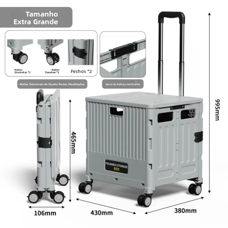 portable-folding-shopping-cart-pushcart-picnic-cart-pull-rod-car-home-use-goods-fetching-tool-stainless-steel-plastic-body