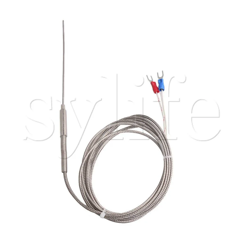 K Type Thermocouple Temperature Controller Stainless Steel Sensor 1.5mm Probe 2m