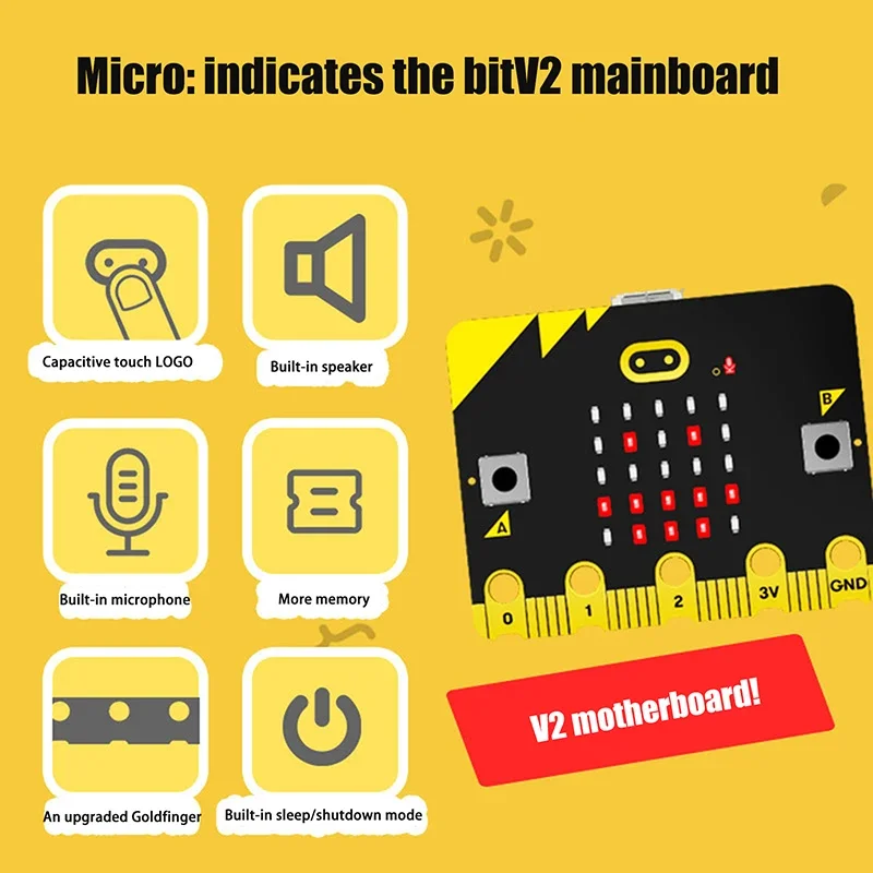 1 шт. Bit V2 Micro Bit Go Edition BBC Microbit для детей DIY макетная плата BBC Microbit V2.0Board