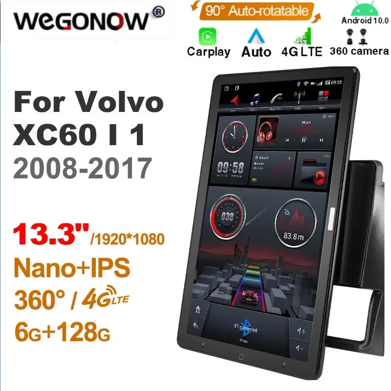 

13,3 дюймовая 6 + 128G Ownice 1 Din Android 10,0 автомобильное радио 360 панорама для Volvo XC60 I 1 2008-2017 GPS авто аудио 4G LTE без DVD 360