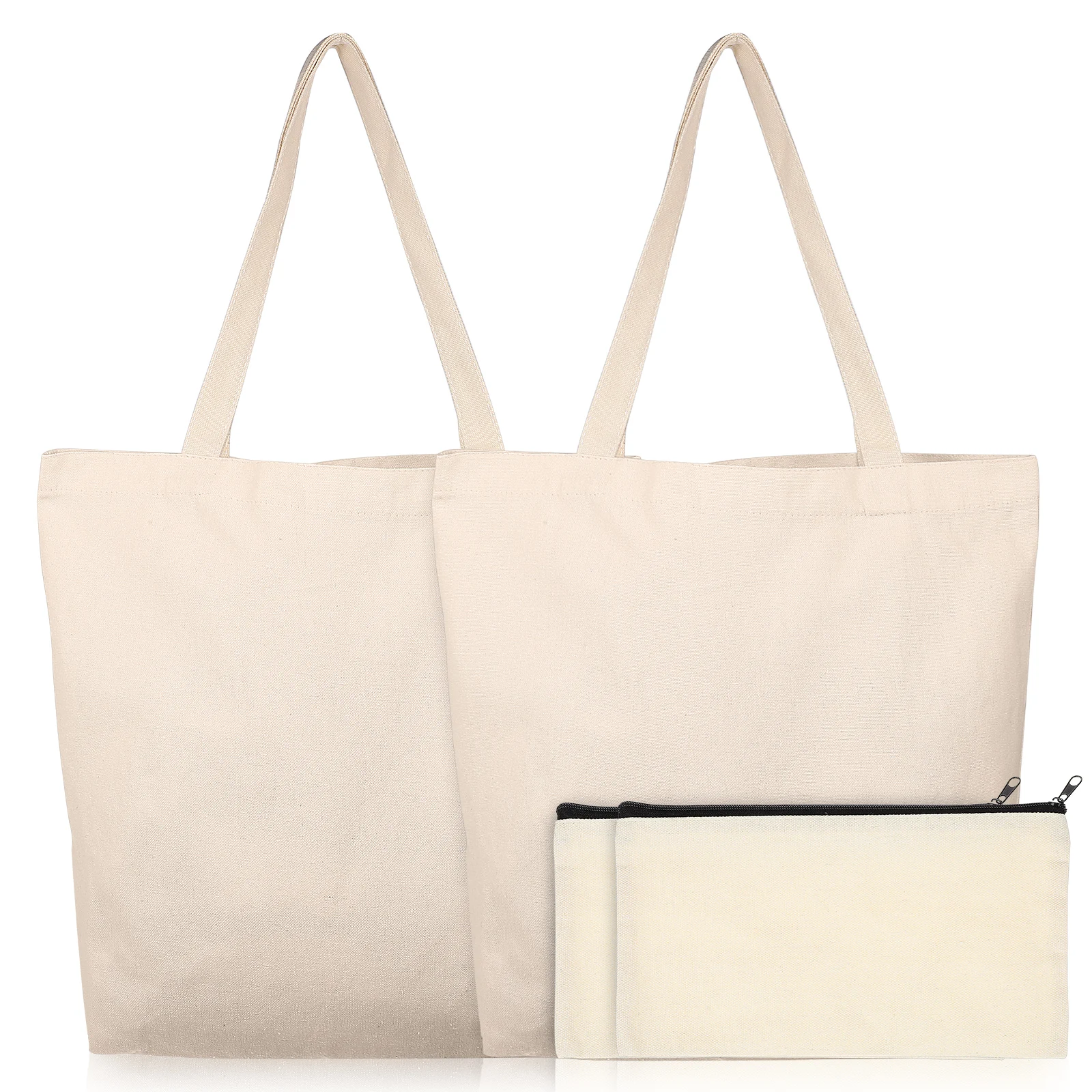 

4 Pcs Canvas Tote Bags Large Capacity Women Handbags School Work Casual Shoulder Bag Fashion Utility Carry Small