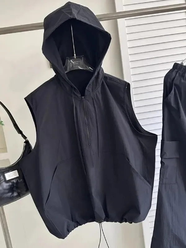 

plus Size Casual Two-Piece Set Women's Summer Loose Sleeveless Vest Skirt Comfortable Polyester Fiber Commute Style