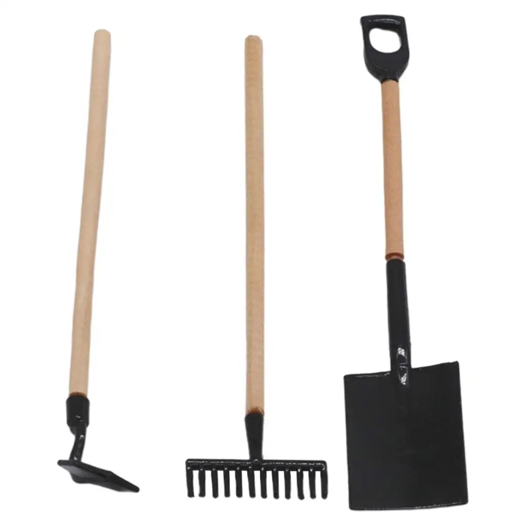 

3 PCS 1/12 Dollhouse Spade Rake Trowel Tool Accessory Decoration Model