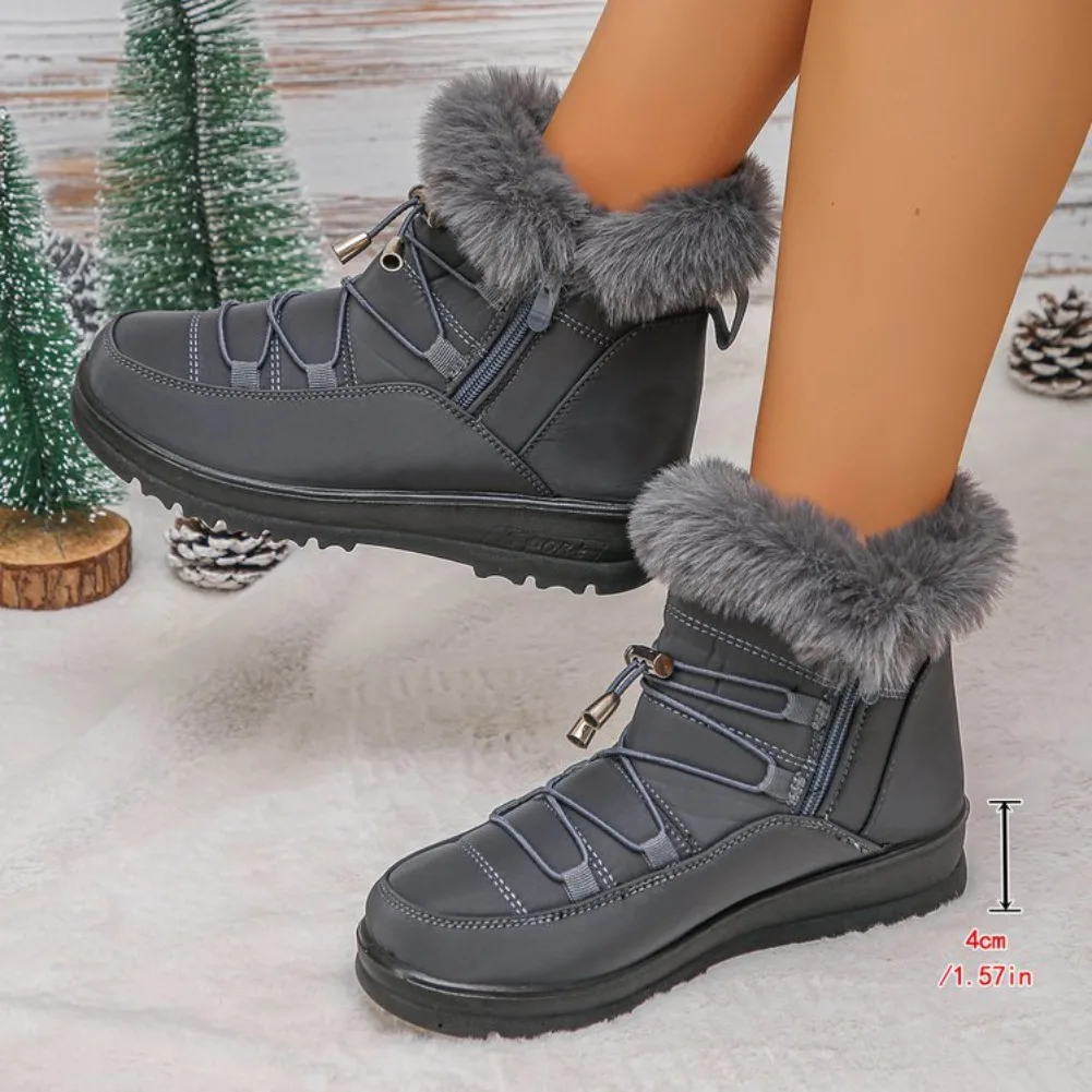 

Водонепроницаемые зимние ботинки женские, новинка 2023 года, нескользящие зимние короткие ботинки из искусственного меха на молнии, удобные плюшевые теплые ботильоны Botas Para Mujer