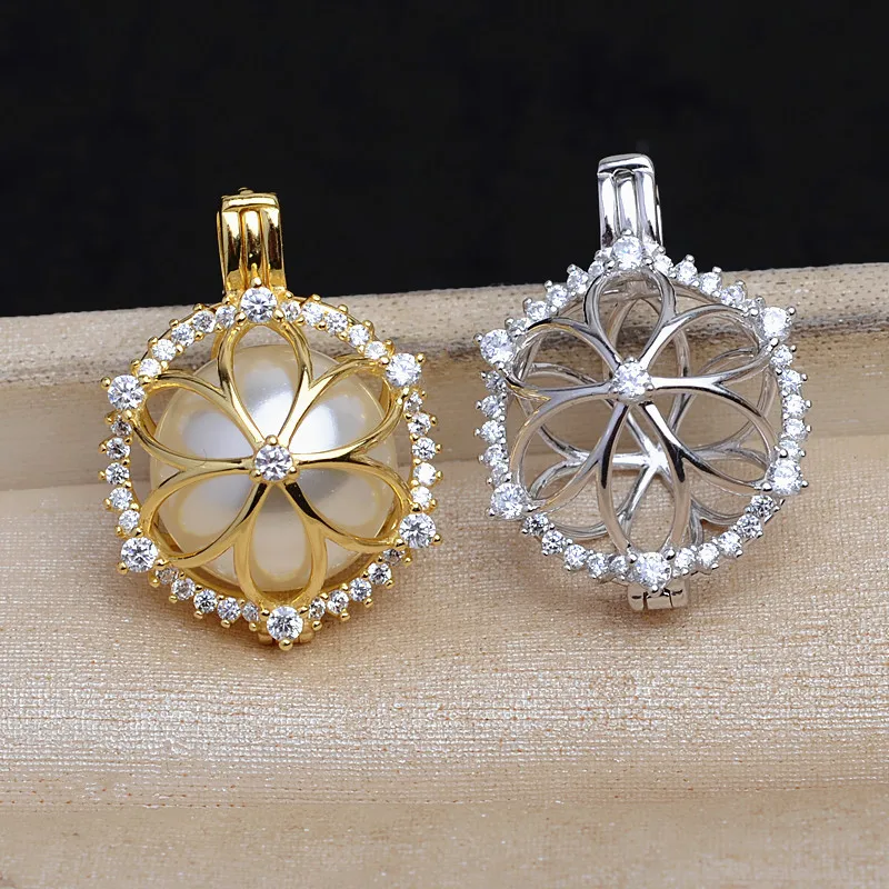 

Wholesale 925 Sterling Silver Cage Pendant Mounts Base Findings Settings Mountings Jewelry Fittings for 12-14mm Pearls 3pcs/lot