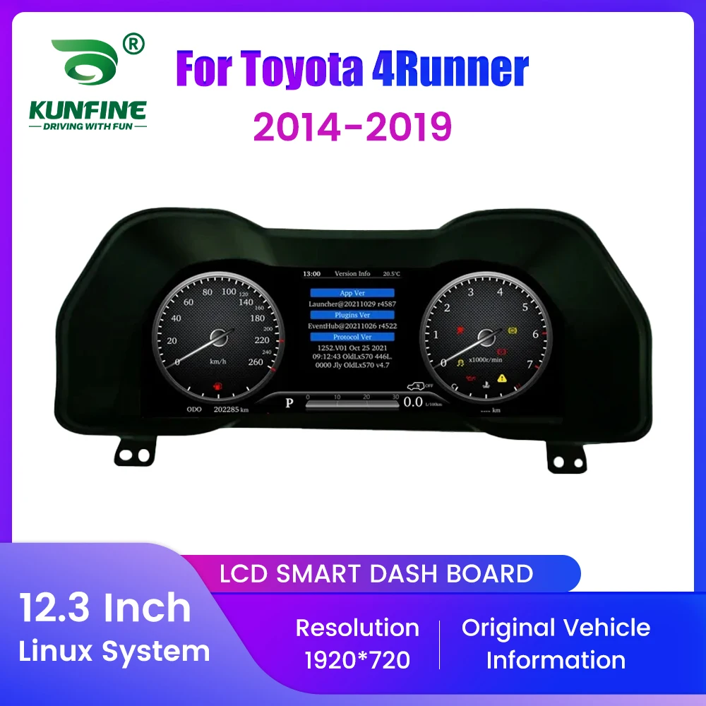 

12.3" LCD Car Digital Dashboard Cluster For Toyota 4Runner 2014-2019 Virtual Instrument Panel Speedometer Cockpit Meter Upgrade