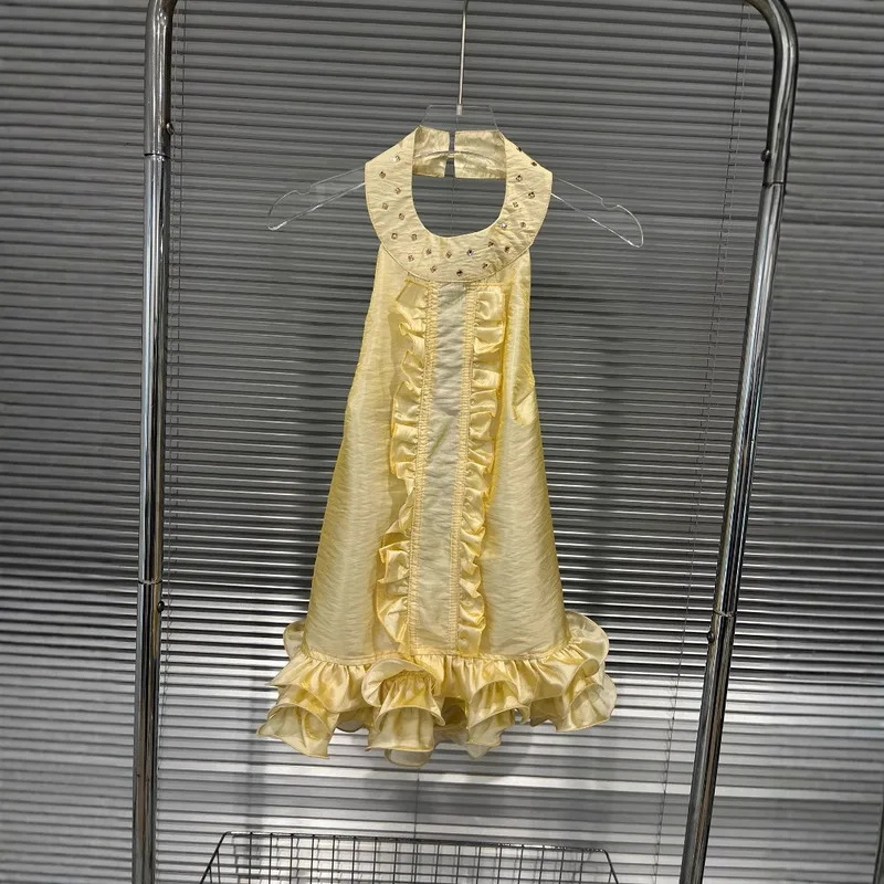 WTHT موضة جديدة للمرأة تقسم التجاعيد تصميم الرسن سترة عالية الخصر التفاف الورك التنانير الصغيرة الإناث 2025 الصيف 1LS1654