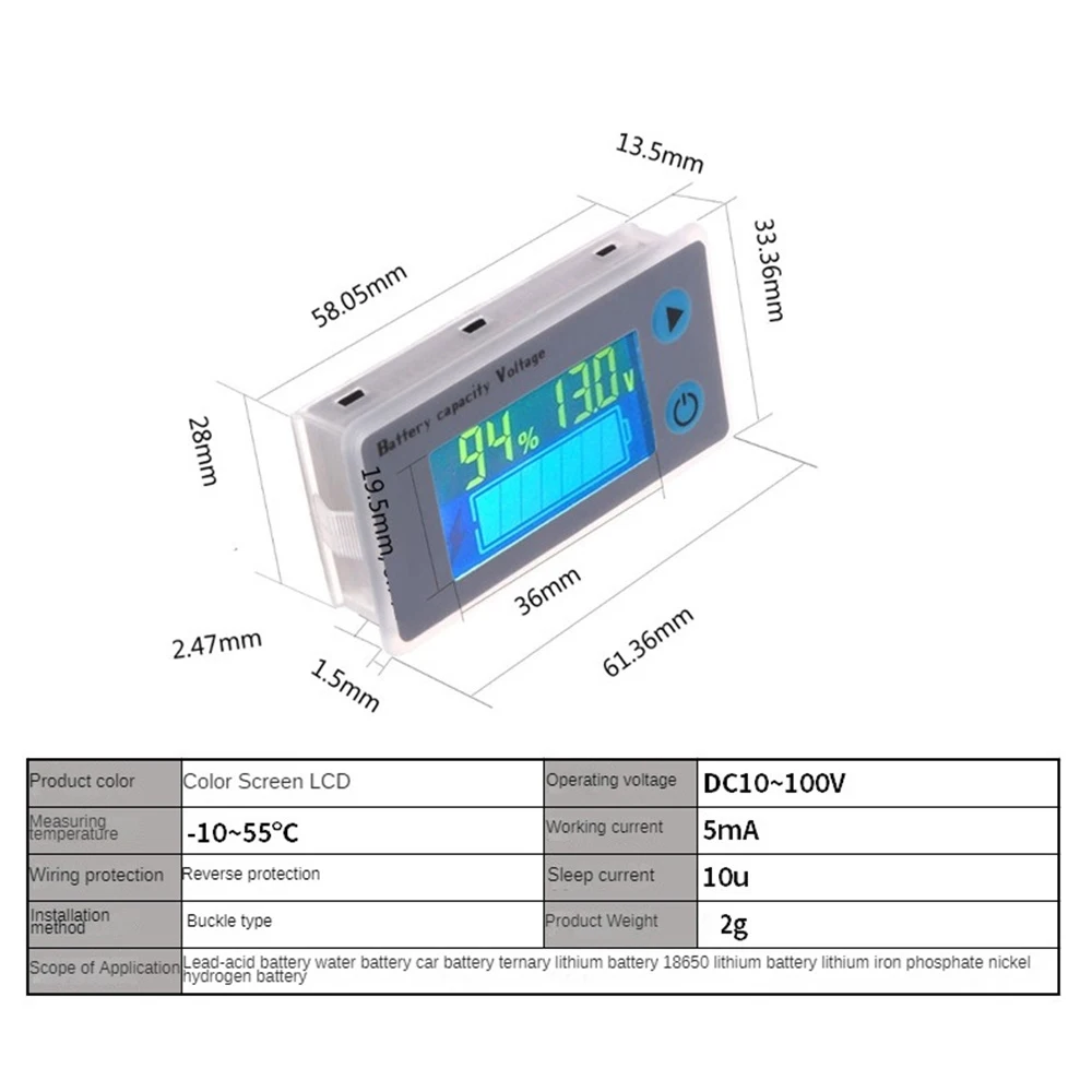 Universal Battery Capacity Screen Power Display -acid Indicator High Quality Car -acid Indicator