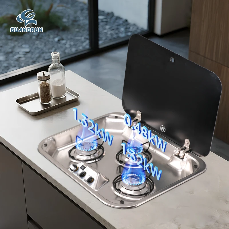 High Quality Three Burner Caravan Gas Stove  Manufacturer Portable Camp Gas Stove for Rv Camper Use