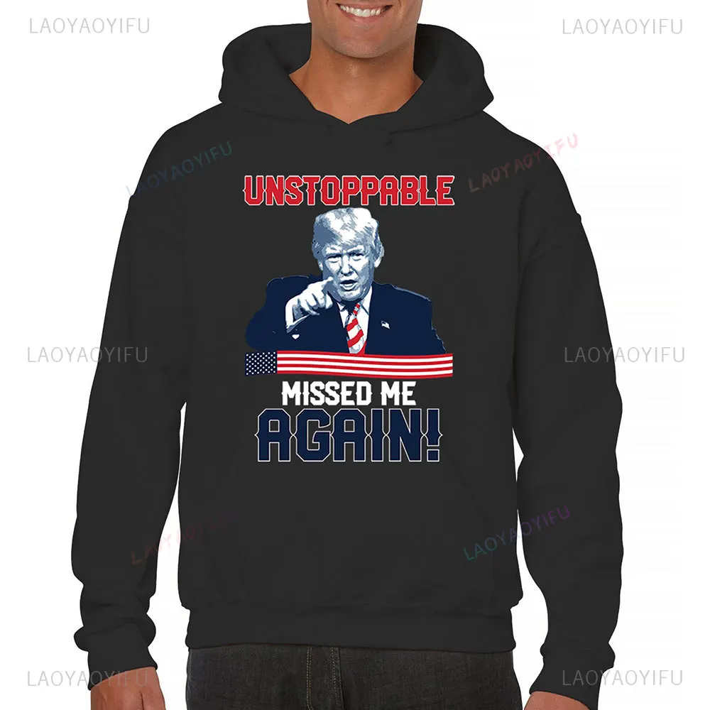 Proud Donald Trump Supporter 47 Sweatshirt MAGA 2024 America First Men Drop-shoulder Sleeve Hoodies Trump Warm Fall Pullover